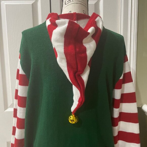 Holidays Christmas ELF KNITTED HOODED SWEATER FESTIVITY FUNNY SIZE XXLARGE - Picture 13 of 16
